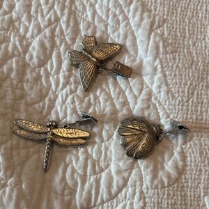 Silver Tone Butterfly, Dragonfly and Shell Tablecloth Weights